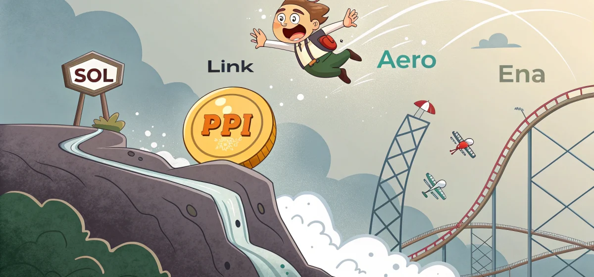 Падение Биткоина после публикации PPI и прогнозы по SOL, LINK, AERO и ENA